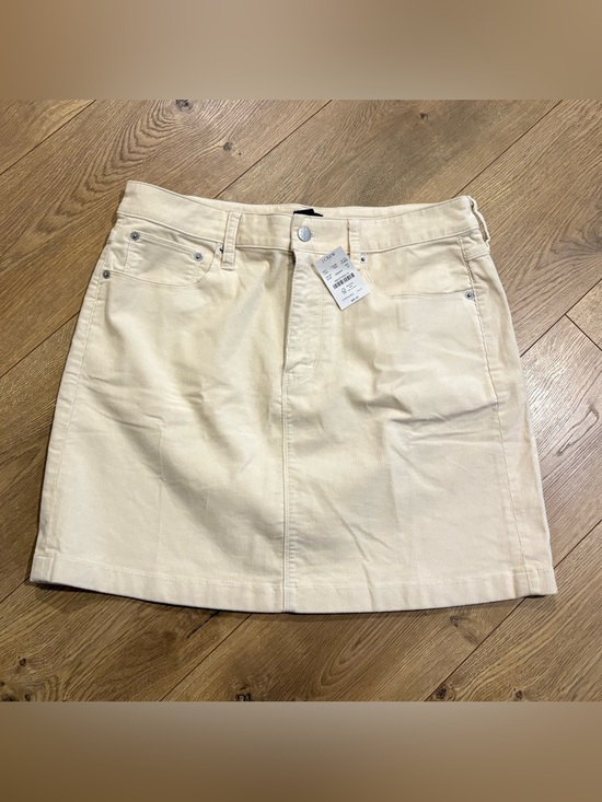 J. Crew Dresses & Skirts - J.CREW Beige Corduroy Mini Skirt Size 10 Stretch Button Closure